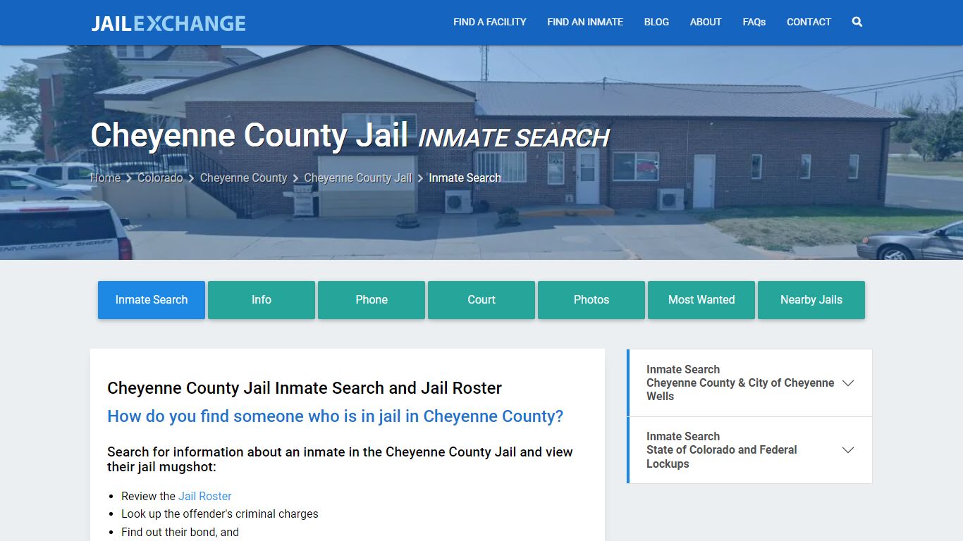 Inmate Search: Roster & Mugshots - Cheyenne County Jail, CO